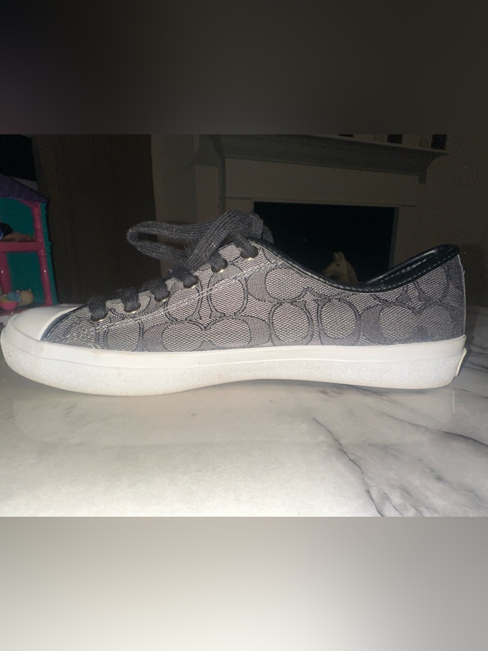 Coach Gray Signature Canvas Low-Top Sneaker with White Sole